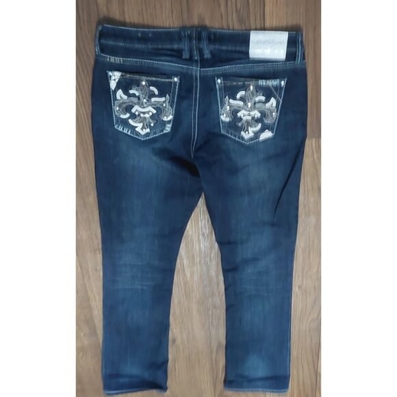 Hydraulic Metro Flare Dark Wash Jeans Embellished Size 12 - Picture 8 of 8